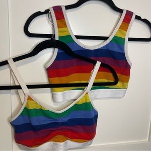 Tomboy X Rainbow Print V Neck Bralette and Essentials Soft Bra Size XS (2 Pack)